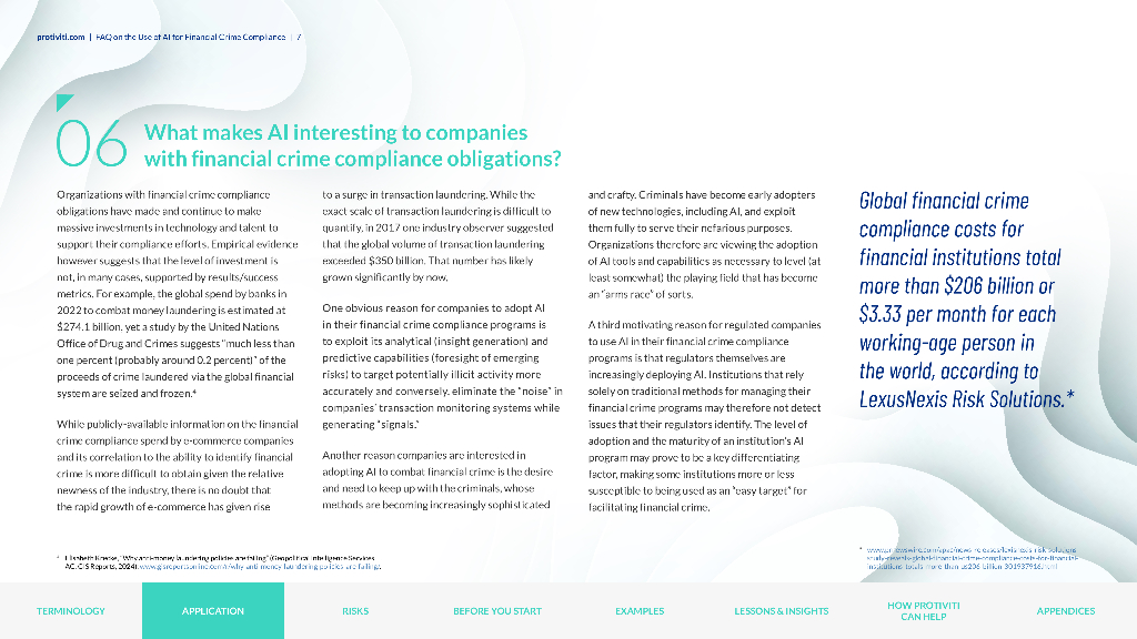 Protiviti：2024反思-洞察-预见：人工智能在金融犯罪合规中的应用常见问题解答指南（英文版）_第7页