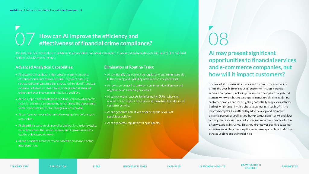 Protiviti：2024反思-洞察-预见：人工智能在金融犯罪合规中的应用常见问题解答指南（英文版）_第8页