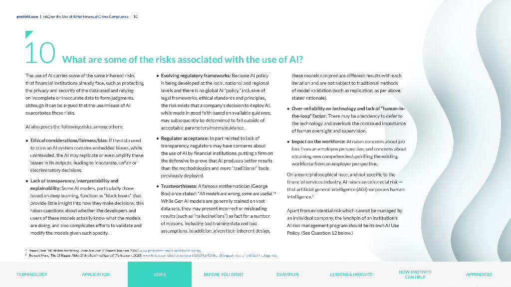 Protiviti：2024反思-洞察-预见：人工智能在金融犯罪合规中的应用常见问题解答指南（英文版）_第10页