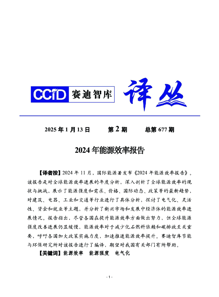 赛迪译丛：2025年第2期（总第677期）：2024年能源效率报告