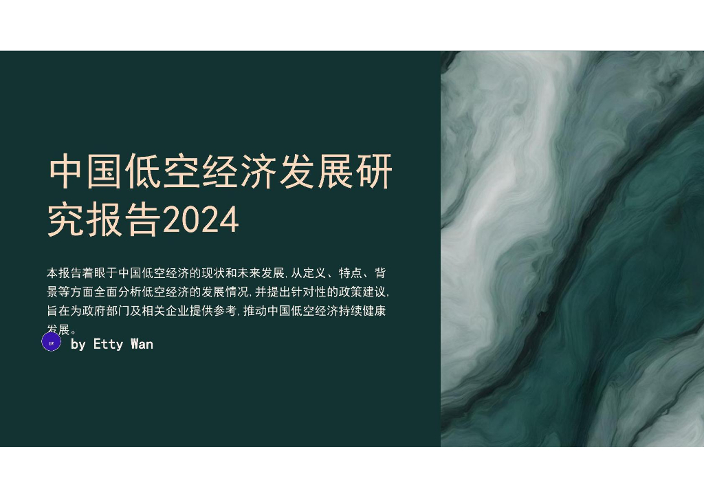 Etty Wan：2024年中国低空经济发展研究报告