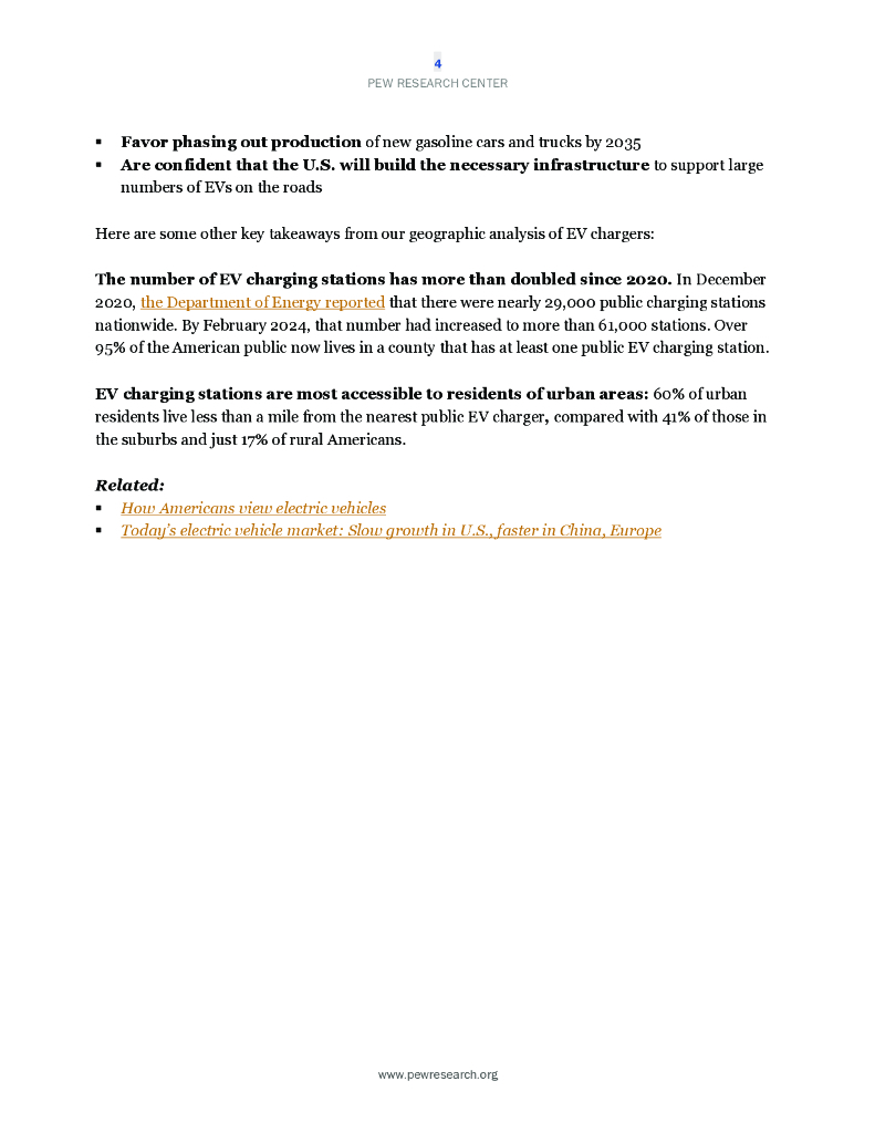 美国皮尤研究中心：2024年美国电动汽车充电基础设施调研报告：充电桩覆盖率数据、两英里生活圈渗透率及新能源消费心智占位（英文版）_第5页