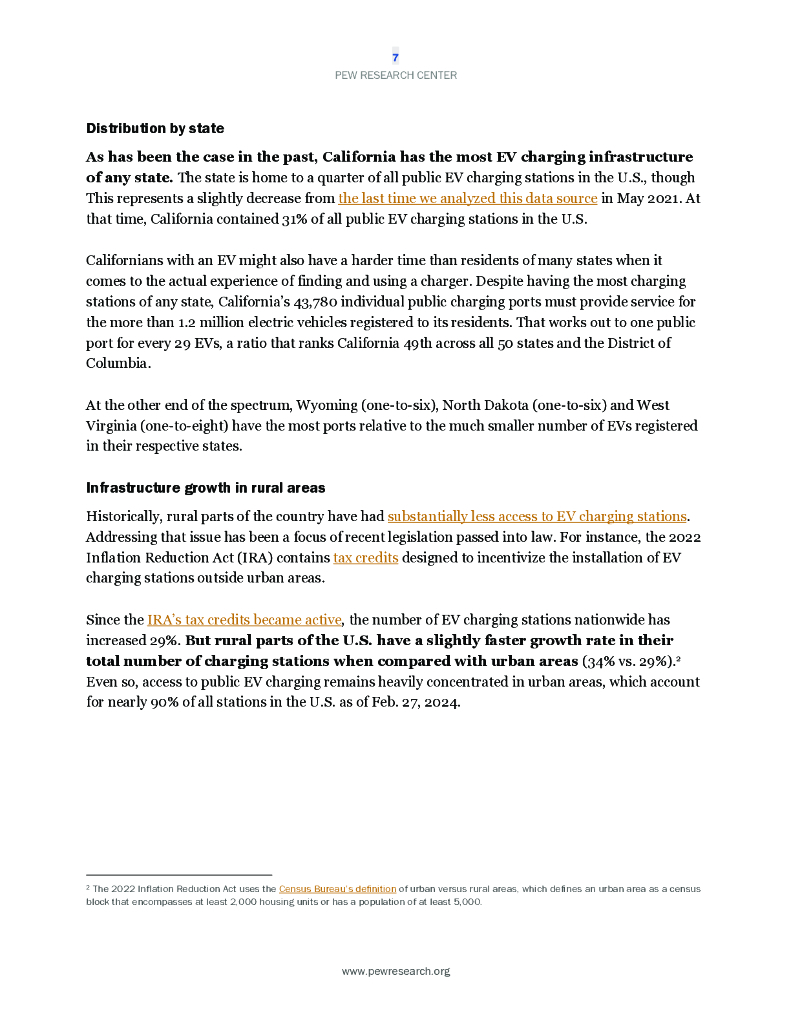 美国皮尤研究中心：2024年美国电动汽车充电基础设施调研报告：充电桩覆盖率数据、两英里生活圈渗透率及新能源消费心智占位（英文版）_第8页