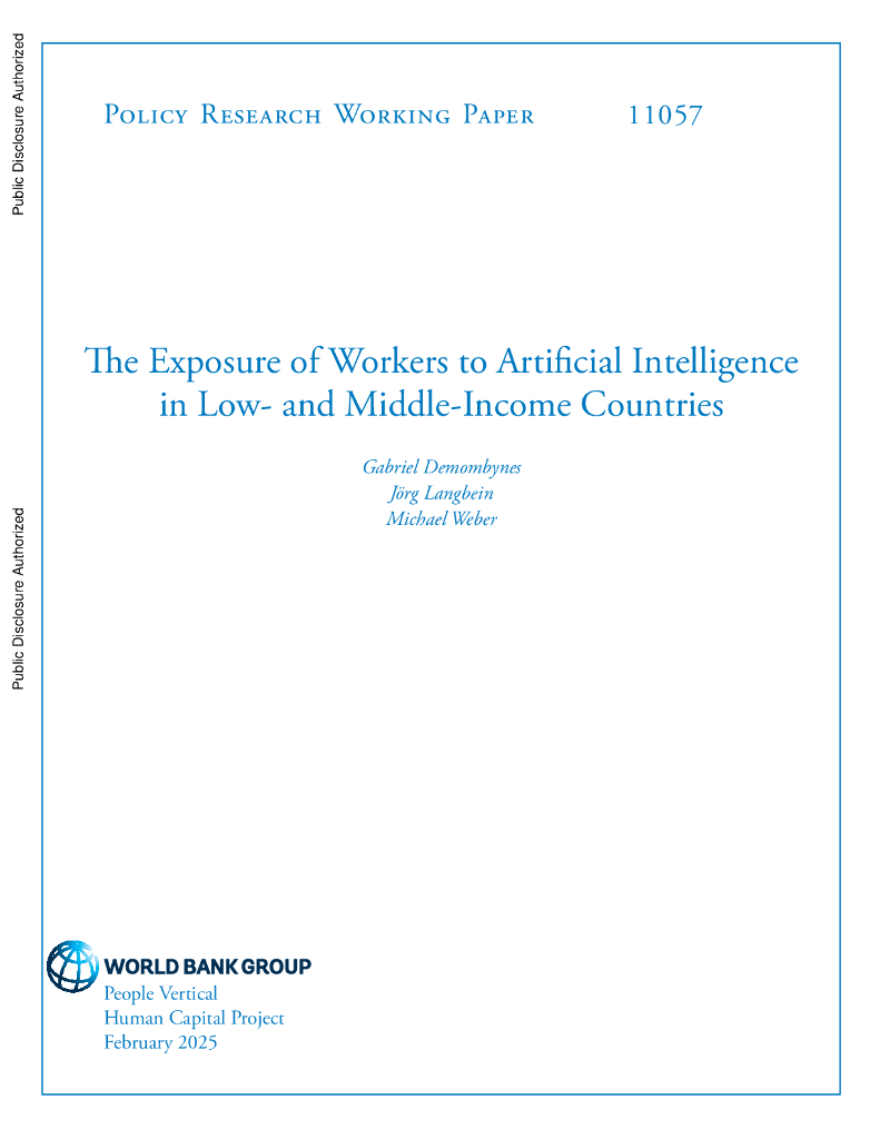 世界银行：中低收入国家工人接触<em>人工智能</em>的情况（英文版） 海报