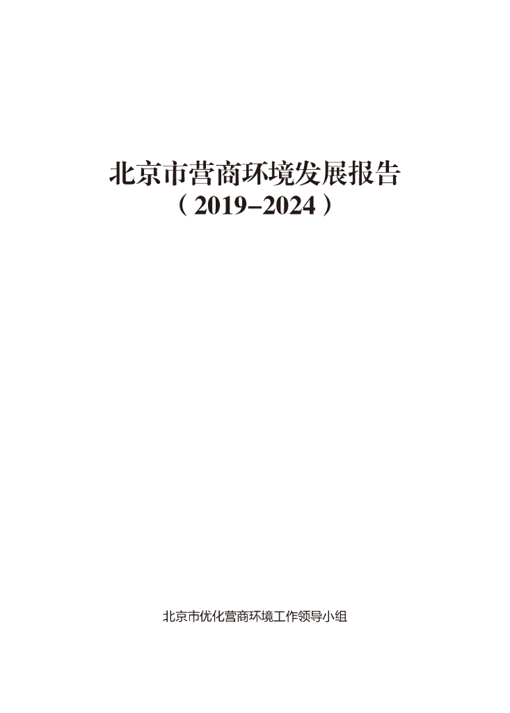 北京市优化营商环境工作组：北京市营商环境发展报告（2019-2024）