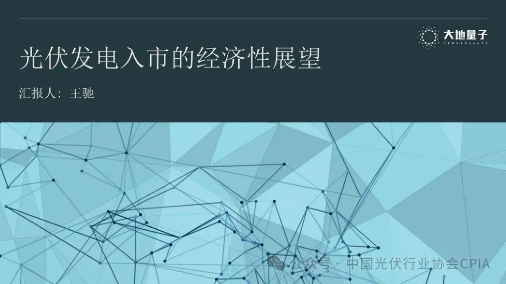 大地量子（王驰）：2025年光伏发电入市的经济性展望报告