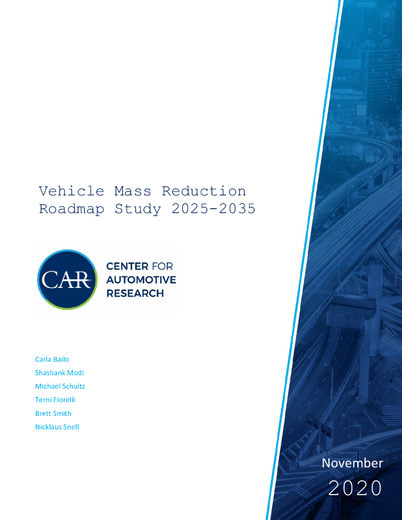 美国汽车研究中心CAR：2025-2035年汽车轻量化路线图研究报告（英文版）