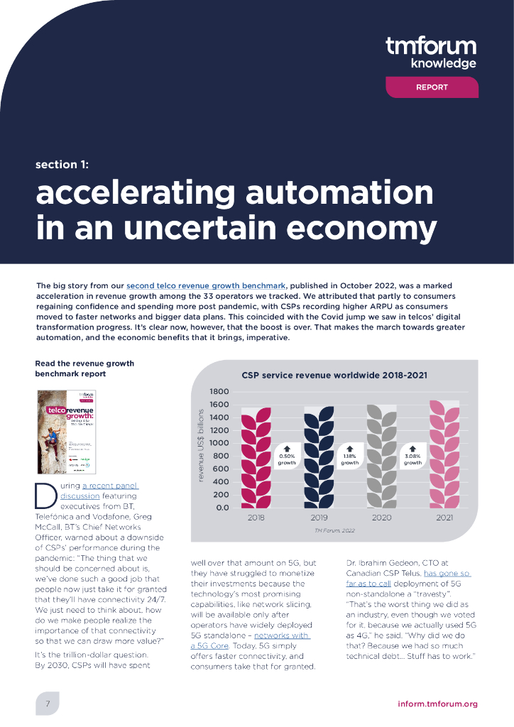 电信管理论坛：2023年第7版电信运营商数字化转型追踪报告-利用自动化和人工智能降低复杂性（英文版）_第7页