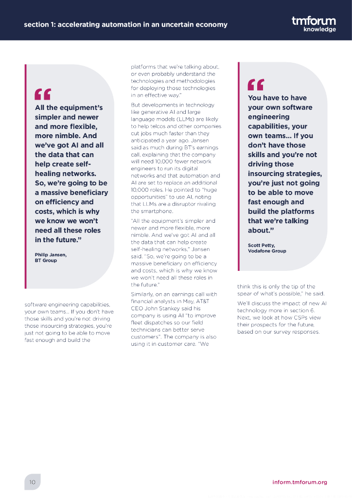 电信管理论坛：2023年第7版电信运营商数字化转型追踪报告-利用自动化和人工智能降低复杂性（英文版）_第10页