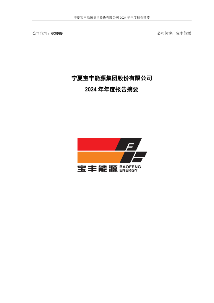 600989-宝丰<em>能源</em>：宁夏宝丰<em>能源</em>集团股份有限公司2024年年度报告摘要 海报