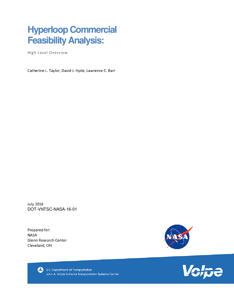 NASA：2016年超级高铁（SuperLoop）商业可行性研究报告（英文版）