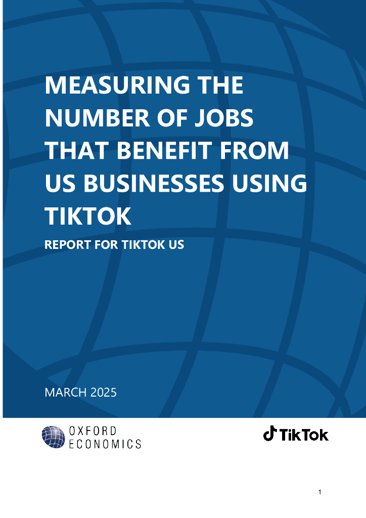 牛津经济研究院：2025年TikTok对美国就业的量化影响研究报告：470万岗位（英文版）海报