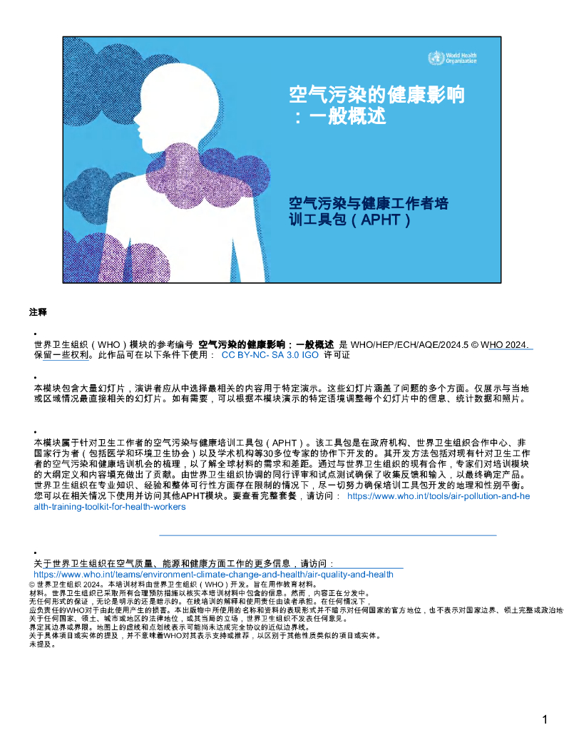 WHO世界卫生组织：2024年空气污染的健康影响：一般概述