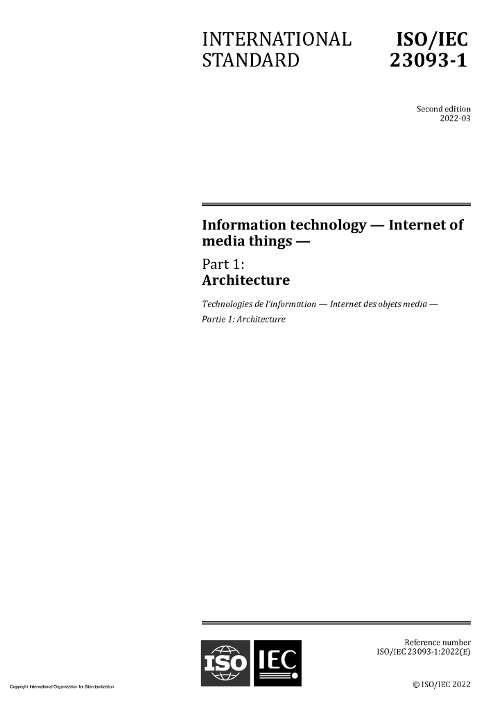 ISO/IEC 23093-1-2022 信息技术 媒体物联网 第1部分：结构
