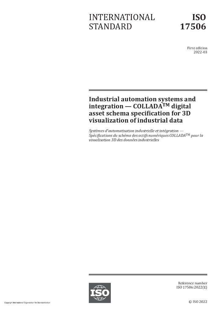 ISO 17506-2022 工业自动化系统和集成 工业数据的3D可视化COLLADA 数字资产架构规范