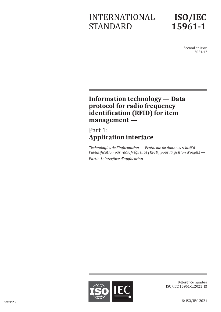 ISO/IEC 15961-1-2021 信息技术 项目管理用无线电频率识别(RFID)数据协议 第1部分：应用接口