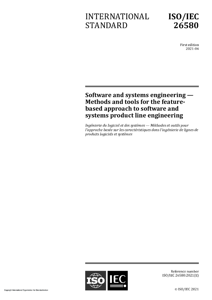 ISO/IEC 26580-2021 软件和系统工程 软件和系统产品线工程的基于特征的方法和工具