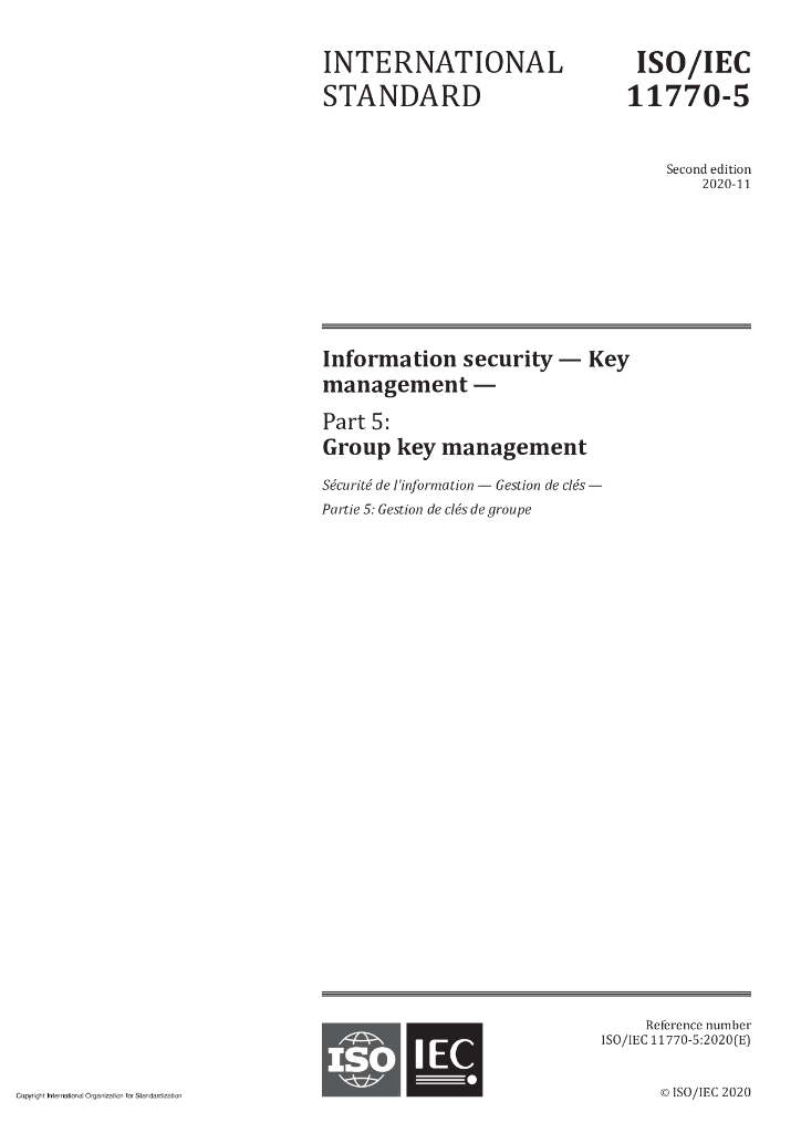 ISO/IEC 11770-5-2020 信息技术 安全技术 密钥管理 第5部分：组密钥管理