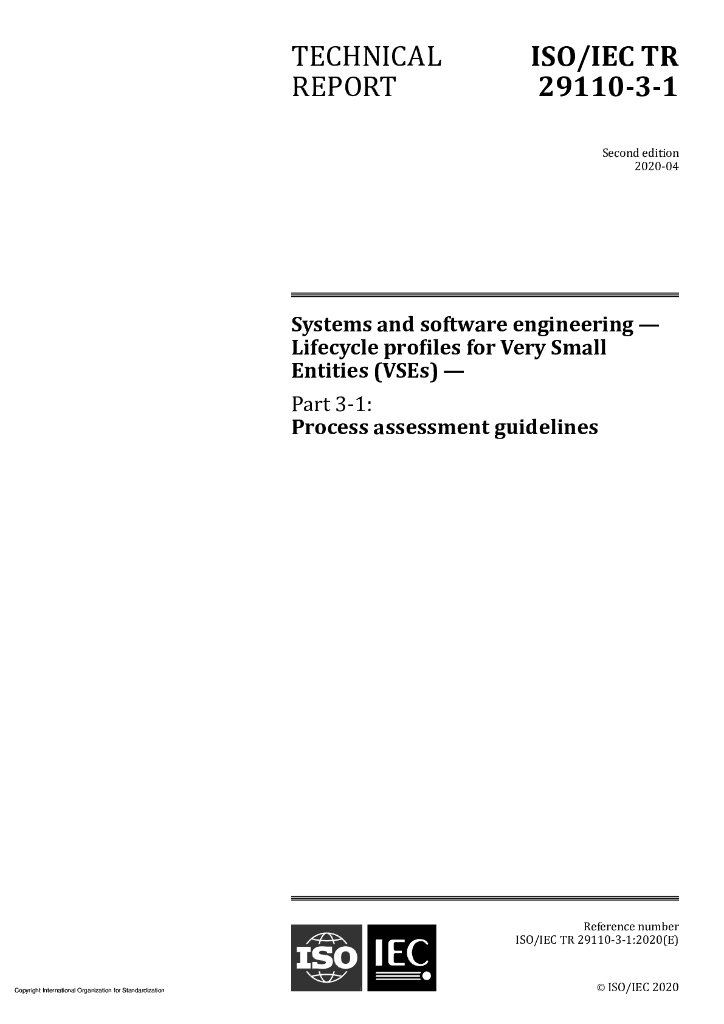 ISO/IEC TR 29110-3-1-2020 系统和软件工程 非常小的实体(VSEs)的生命周期概要 第3-1部分：过程评估指南