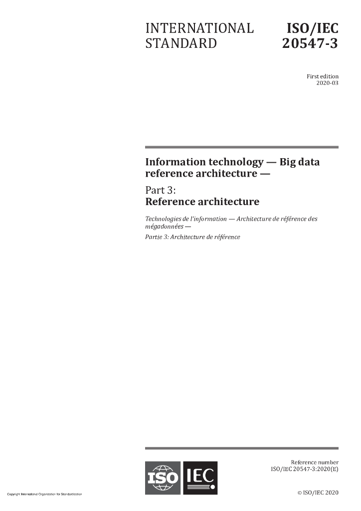 ISO/IEC 20547-3-2020 信息技术 大数据参考体系结构 第3部分：参考体系结构