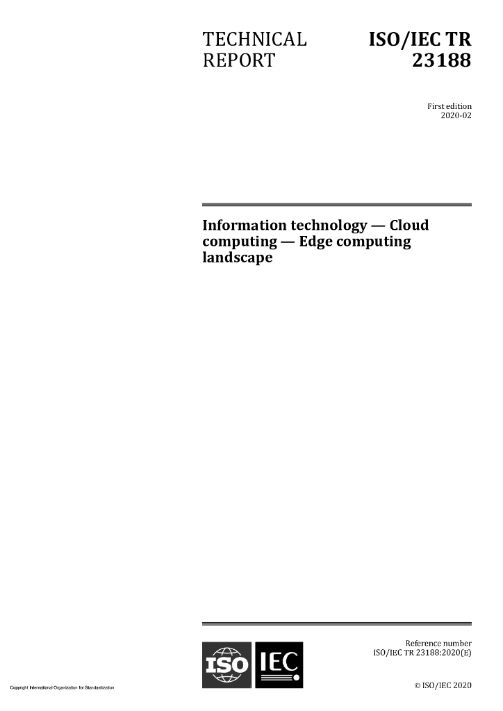 ISO/IEC TR 23188-2020 信息技术 云计算 边缘计算景观