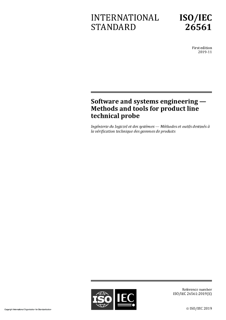 ISO/IEC 26561-2019 软件和系统工程 产品线技术探针的方法和工具