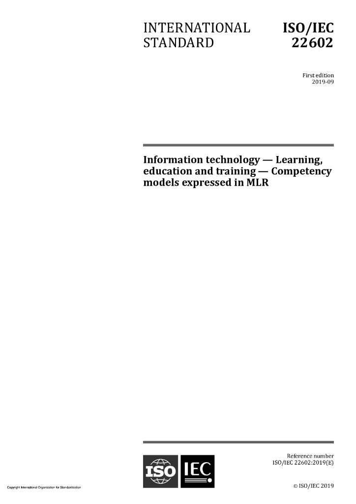 ISO/IEC 22602-2019 信息技术 学习、教育和培训 MLR中表达的能力模型