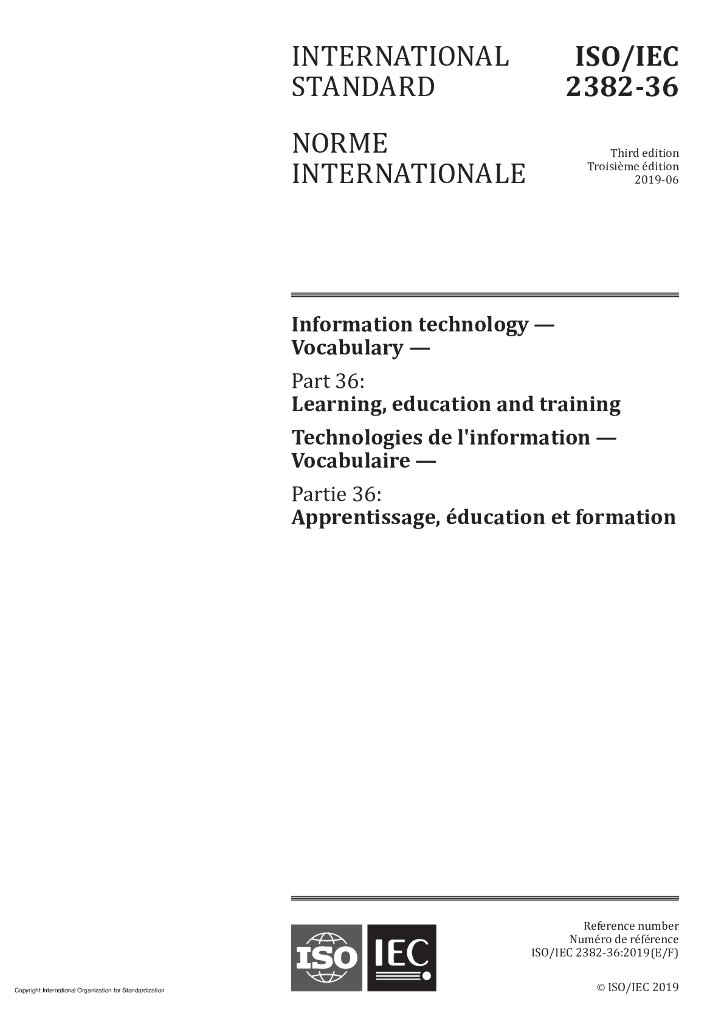 ISO/IEC 2382-36-2019 信息技术 词汇 第36部分：学习、教育和培训