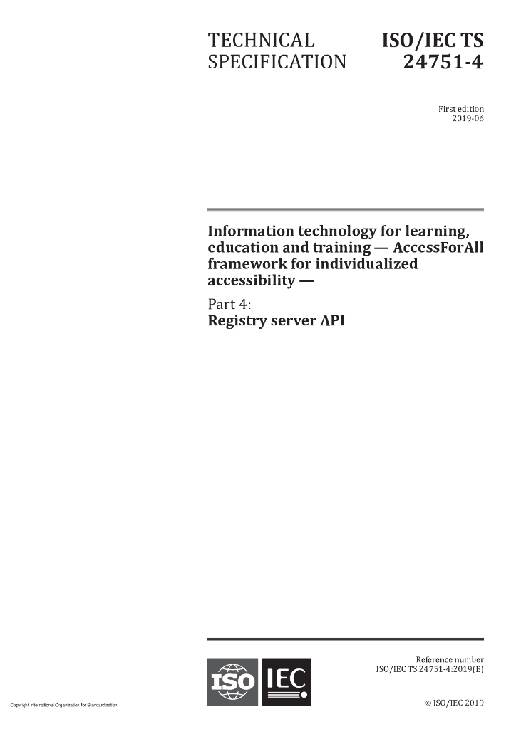 ISO/IEC TS 24751-4-2019 学习、教育和培训用信息技术 个性化访问的全部框架访问 第4部分：注册表服务器API
