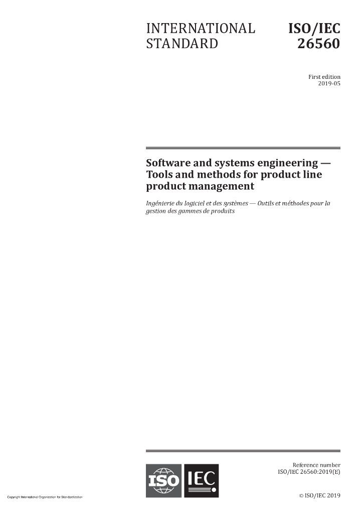 ISO/IEC 26560-2019 软件和系统工程 产品线产品管理工具和方法
