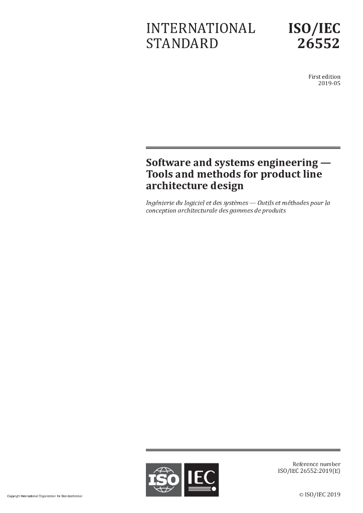 ISO/IEC 26552-2019 软件和系统工程 产品线体系结构设计的工具和方法