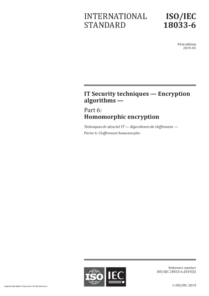 ISO/IEC 18033-6-2019 IT安全技术 加密算法 第6部分：同态加密