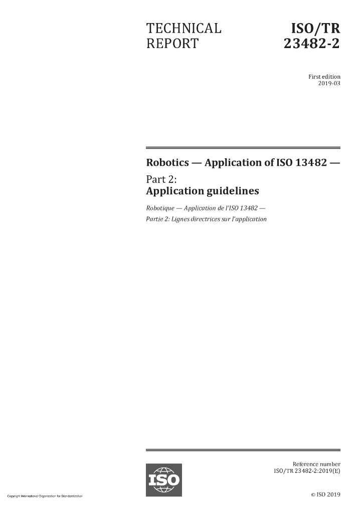 ISO/TR 23482-2-2019 机器人学 ISO 13482的应用 第2部分：应用指南