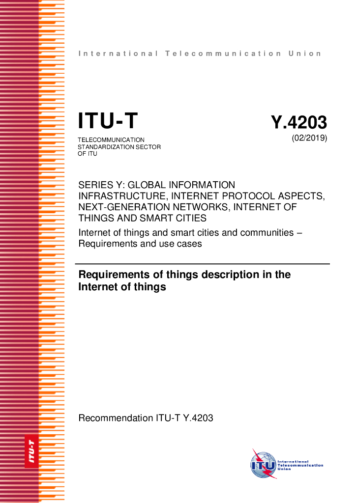 ITU-T Y.4203-2019 物联网中物联网描述的要求