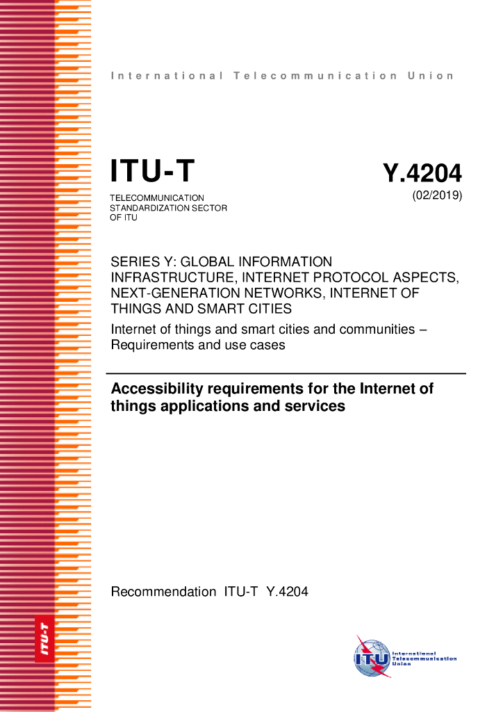 ITU-T Y.4204-2019 物联网应用和服务的可访问性要求