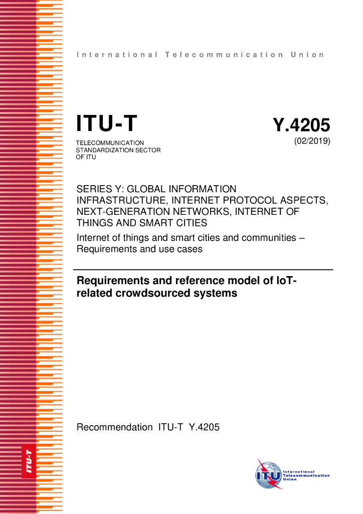 ITU-T Y.4205-2019 物联网相关众包系统的需求和参考模型