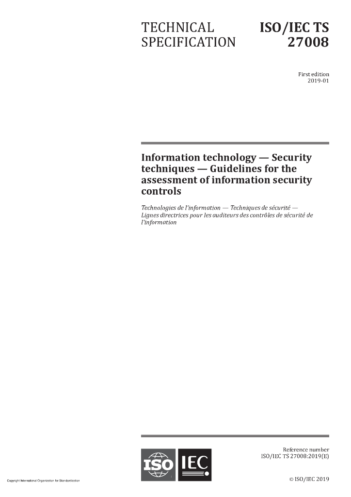 ISO/IEC TS 27008-2019 信息技术 安全技术 信息安全控件审计人员指南