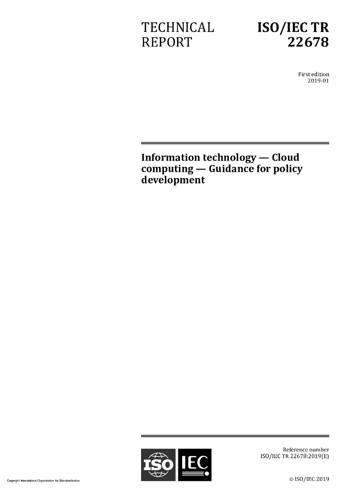 ISO/IEC TR 22678-2019 信息技术 云计算 政策制定指南