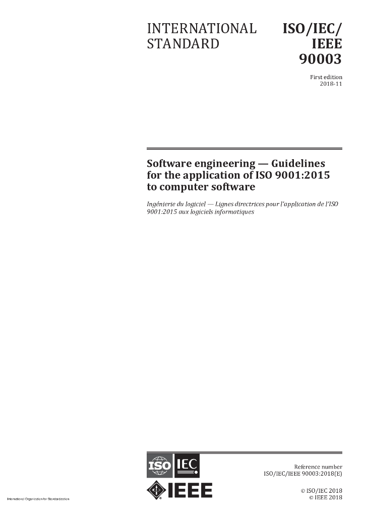 ISO/IEC/IEEE 90003-2018 软件工程 计算机软件应用ISO 9001:2000的指南