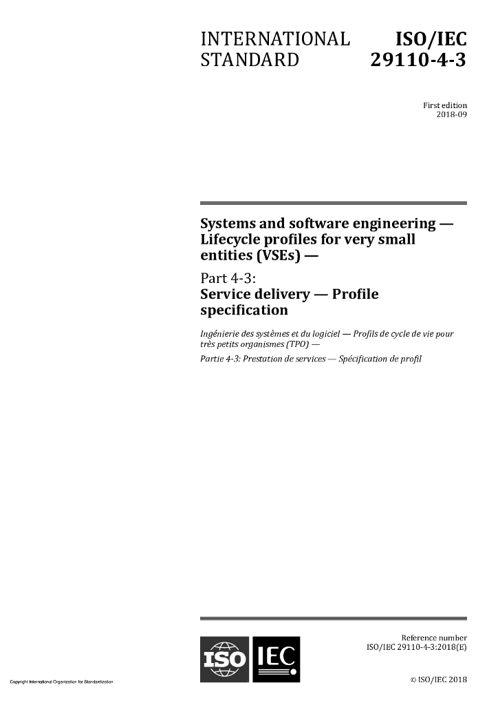 ISO/IEC 29110-4-3-2018 系统和软件工程 非常小实体（VSE）的生命周期概要 第4-3部分：服务交付概要规范