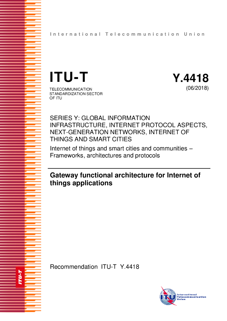 ITU-T Y.4418-2018 物联网应用的网关功能架构