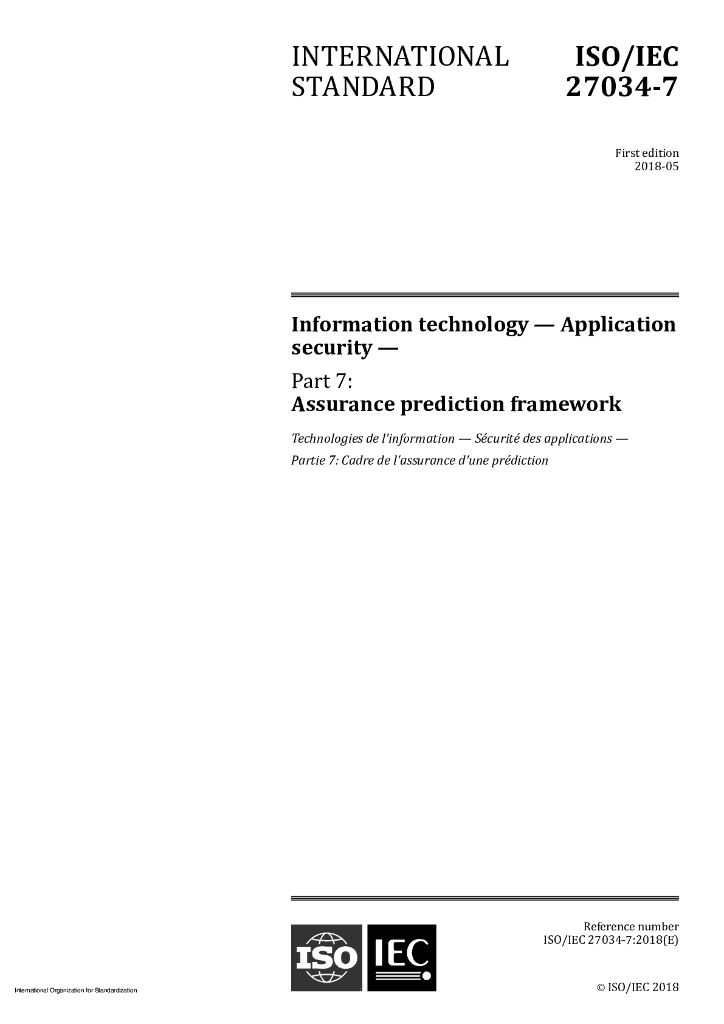 ISO/IEC 27034-7-2018 信息技术 应用程序安全 第7部分：保证预测框架