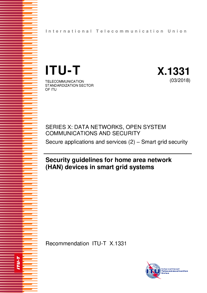 ITU-T X.1331-2018 智能电网系统中的家庭局域网（HAN）设备安全指南