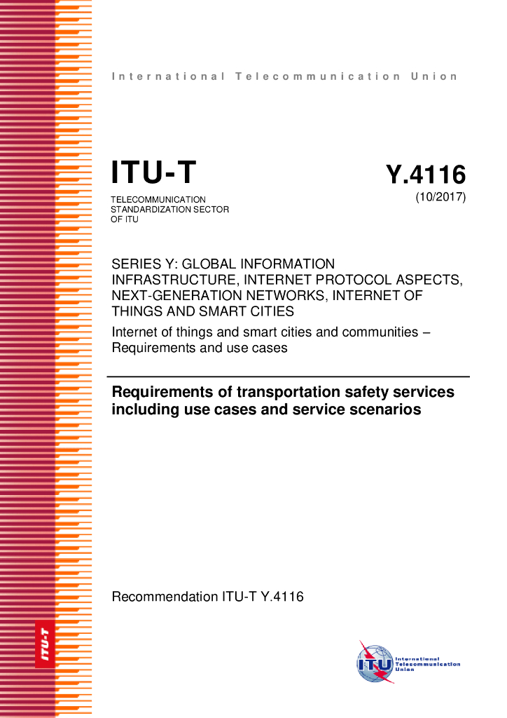 ITU-T Y.4116-2017 运输安全服务的要求，包括用例和服务场景