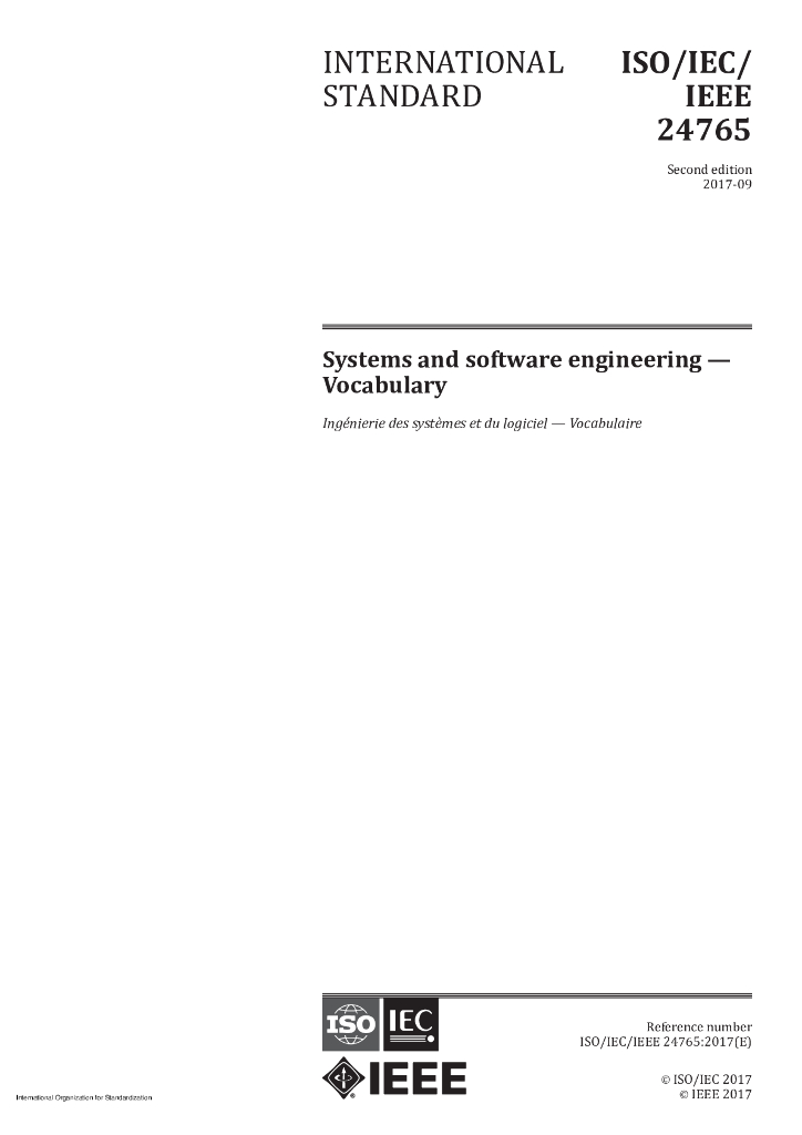 ISO/IEC/IEEE 24765-2017 系统和软件工程 术语