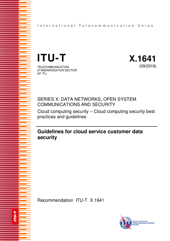 ITU-T X.1641-2016 云服务用户数据安全指南