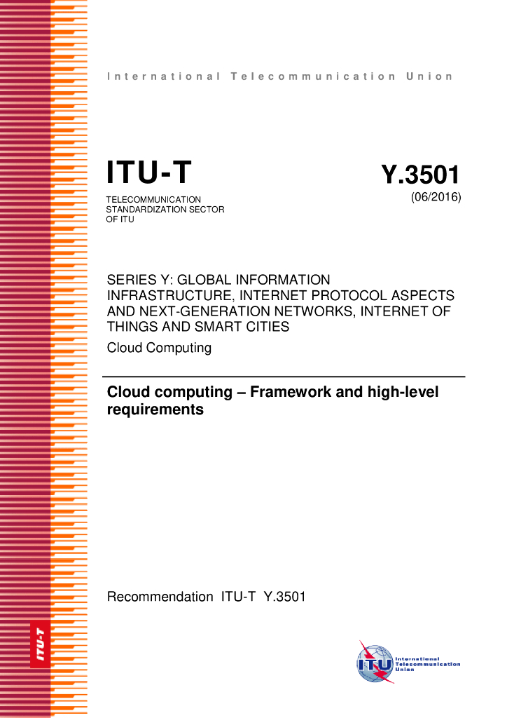 ITU-T Y.3501-2016 云计算框架和高级要求