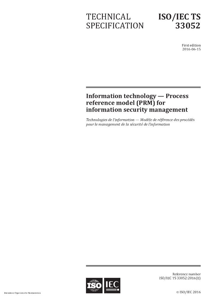 ISO/IEC TS 33052-2016 信息技术 信息安全管理的过程参考模型(PRM)