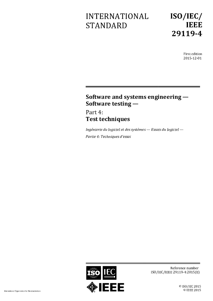 ISO/IEC/IEEE 29119-4-2015 软件和系统工程 软件测试 第4部分：测试技术