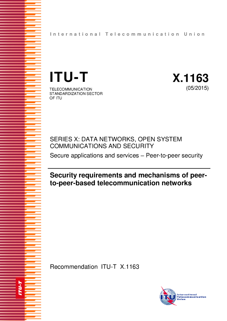 ITU-T X.1163-2015 基于对等通信网络的安全要求和机制